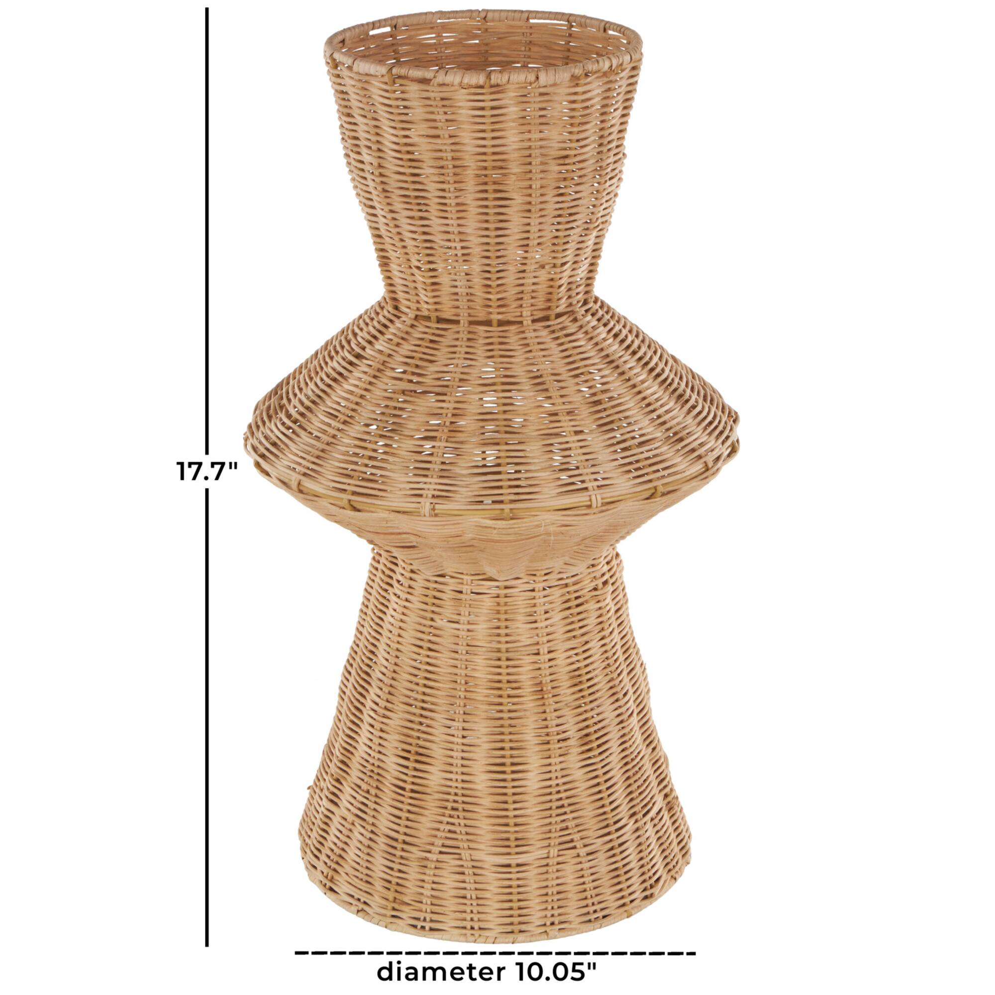 18" Brown Rattan Handmade Woven Tapered & Fluted Vase
